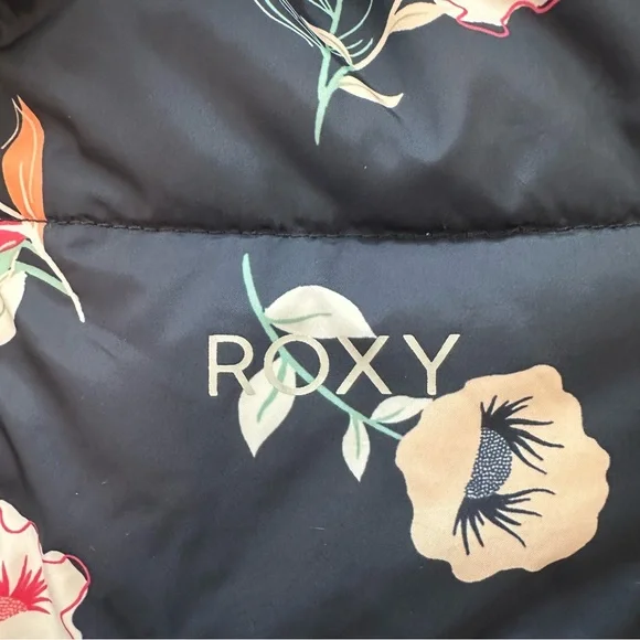 RoxyFloral Shell Puffer Jacket - Size 10/M - EUC - Navy